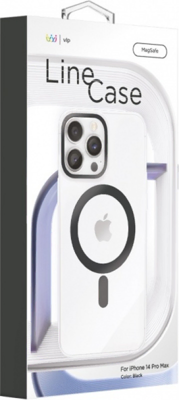 Чехол защитный "vlp" Line case with MagSafe для iPhone 14 Pro Max, черный