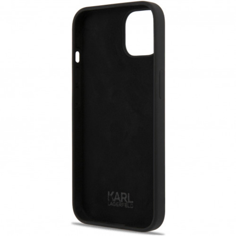 Lagerfeld для iPhone 13 чехол Liquid silicone Karl & Choupette Hard Black