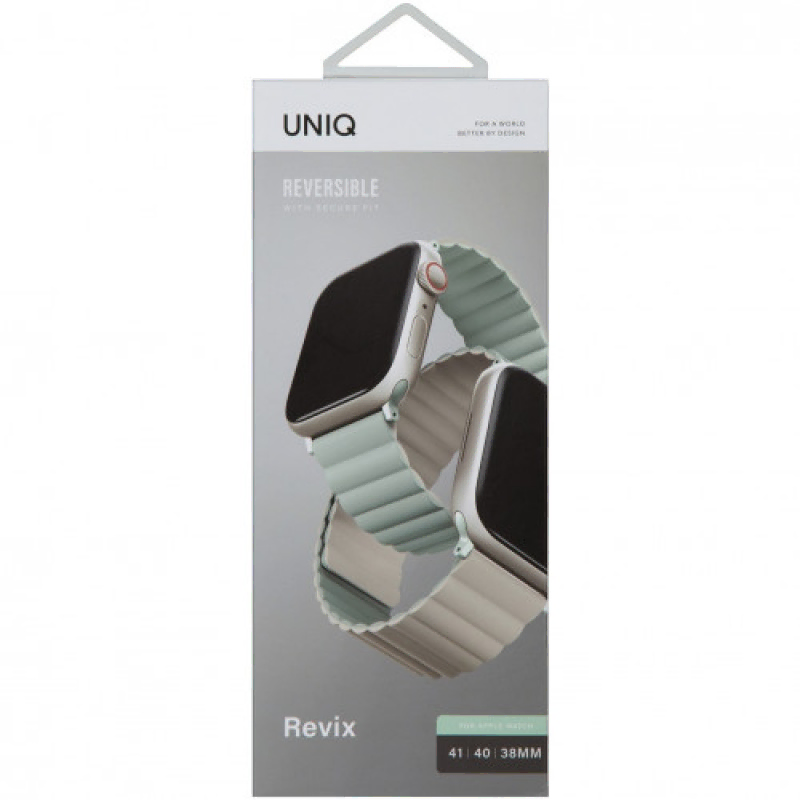 Uniq для Apple Watch 41/40/38 mm ремешок Revix reversible Magnetic Sage/Beige