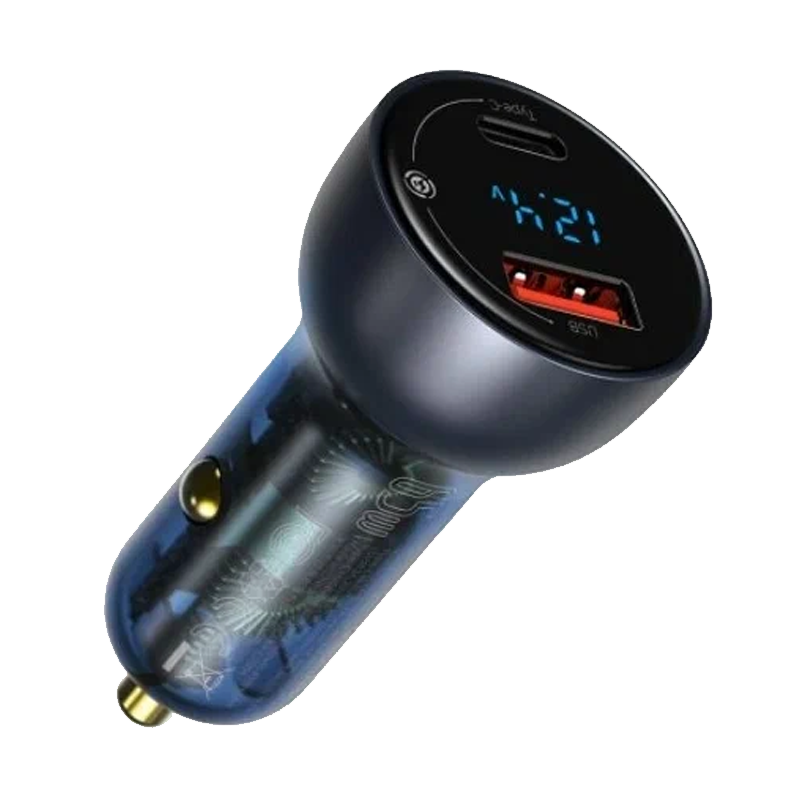 Блок АЗУ Baseus Particular Digital Display QC+PPS Dual Quick Charger Car Charger 65W Light ochre