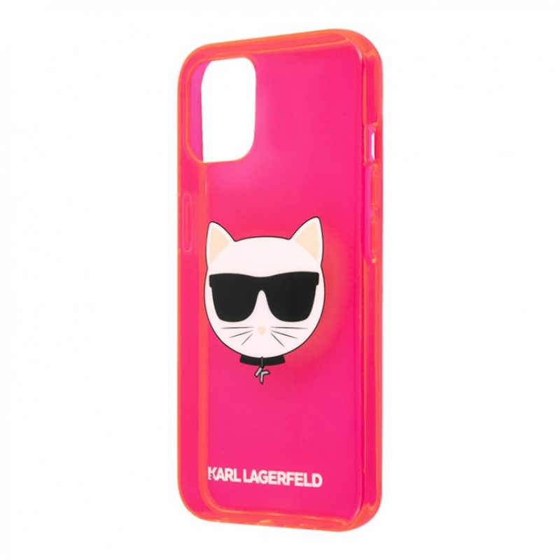 Чехол iPhone 13 Lagerfeld TPU FLUO Choupette Hard Transp Pink