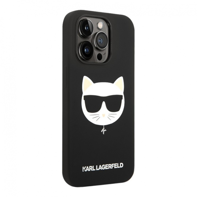 Lagerfeld для iPhone 14 чехол Liquid silicone Choupette Hard Black (MagSafe)